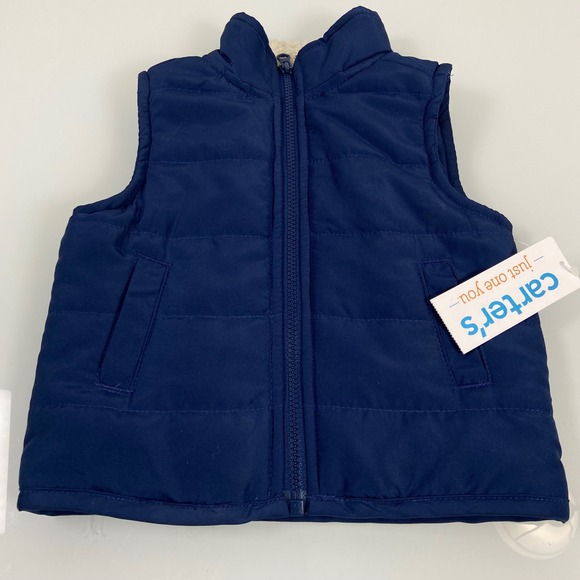 Just One You By Carter'S Other - Carter's Kids 3M Navy Blue Puffer Vest NEW Sherpa Collar Quilted Zip Outdoor